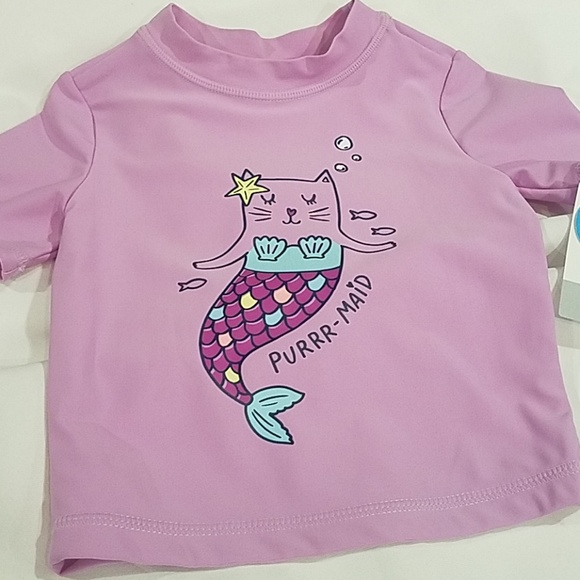 Carter's Rash Guard Swim Suit Baby Girls 3 to 6 months UPF 50+ Purple Mermaid - Picture 3 of 7